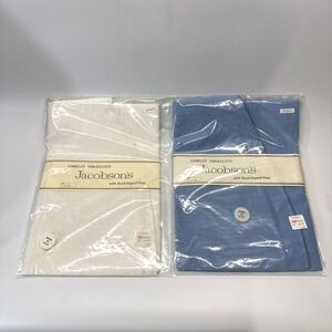 Vintage Jacobson's Camelot Tablecloths (1) White & (1) Blue 60" Round USA